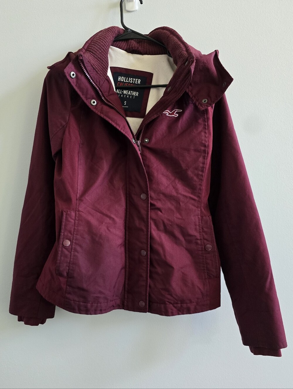 Hollister California All-Weather Jacket Burgundy Hooded Coat Women's Small